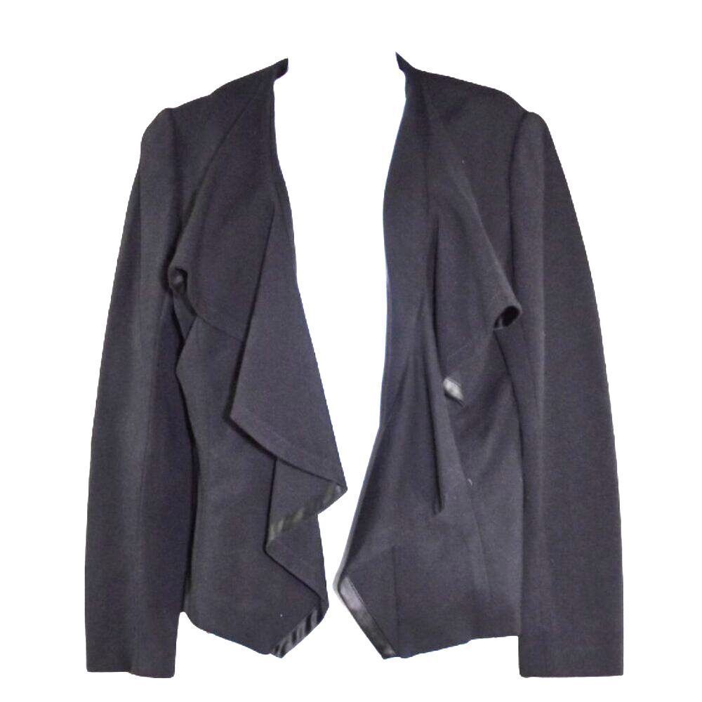 Vintage Cache Black Open Front Blazer Women’s 8 Ruffled Dressy Suit Jacket - Picture 3 of 15